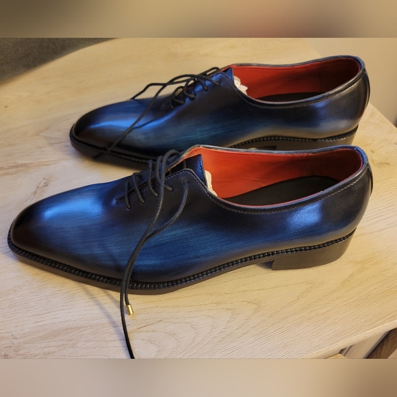 Men's Blue Leather Dress Shoes - Picture 6 of 9